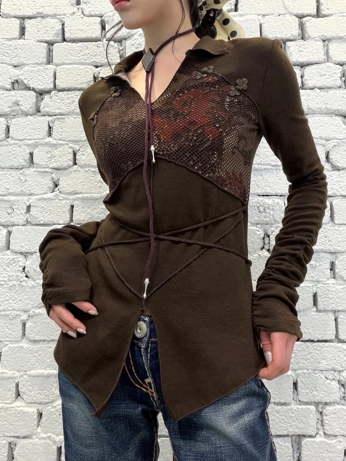 OZZ ON Shirring Strap Western Long Sleev 상품이미지1