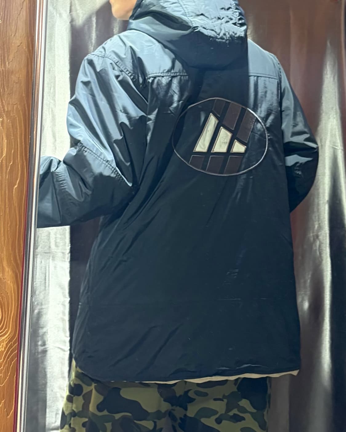 XL 아디다스 삼선로고 빅로고 패디드 나일론 야상 후드자켓 상품이미지2