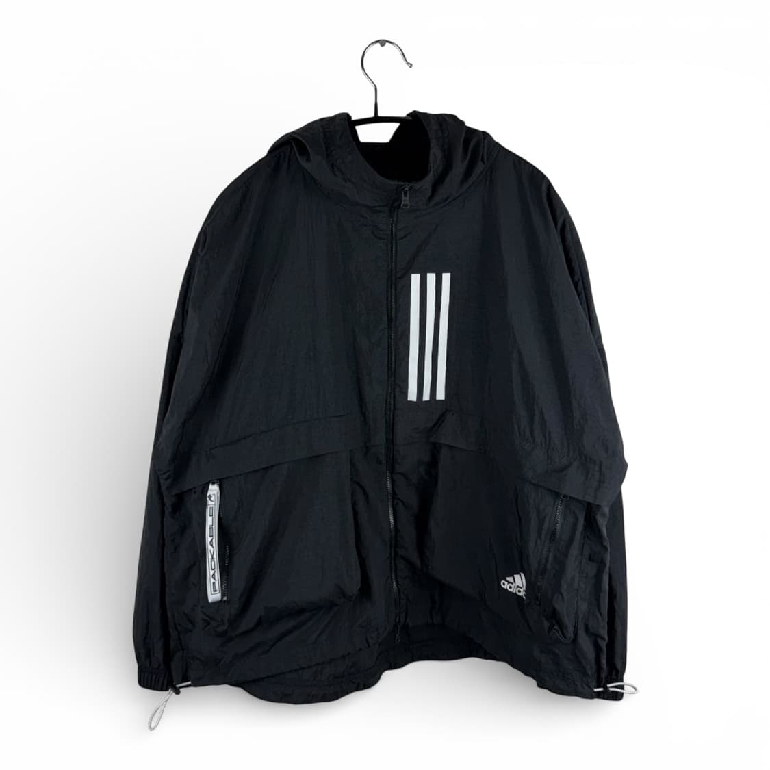 L) 아디다스 삼선 오버핏 윈드브레이커 바람막이 블랙 상품이미지1