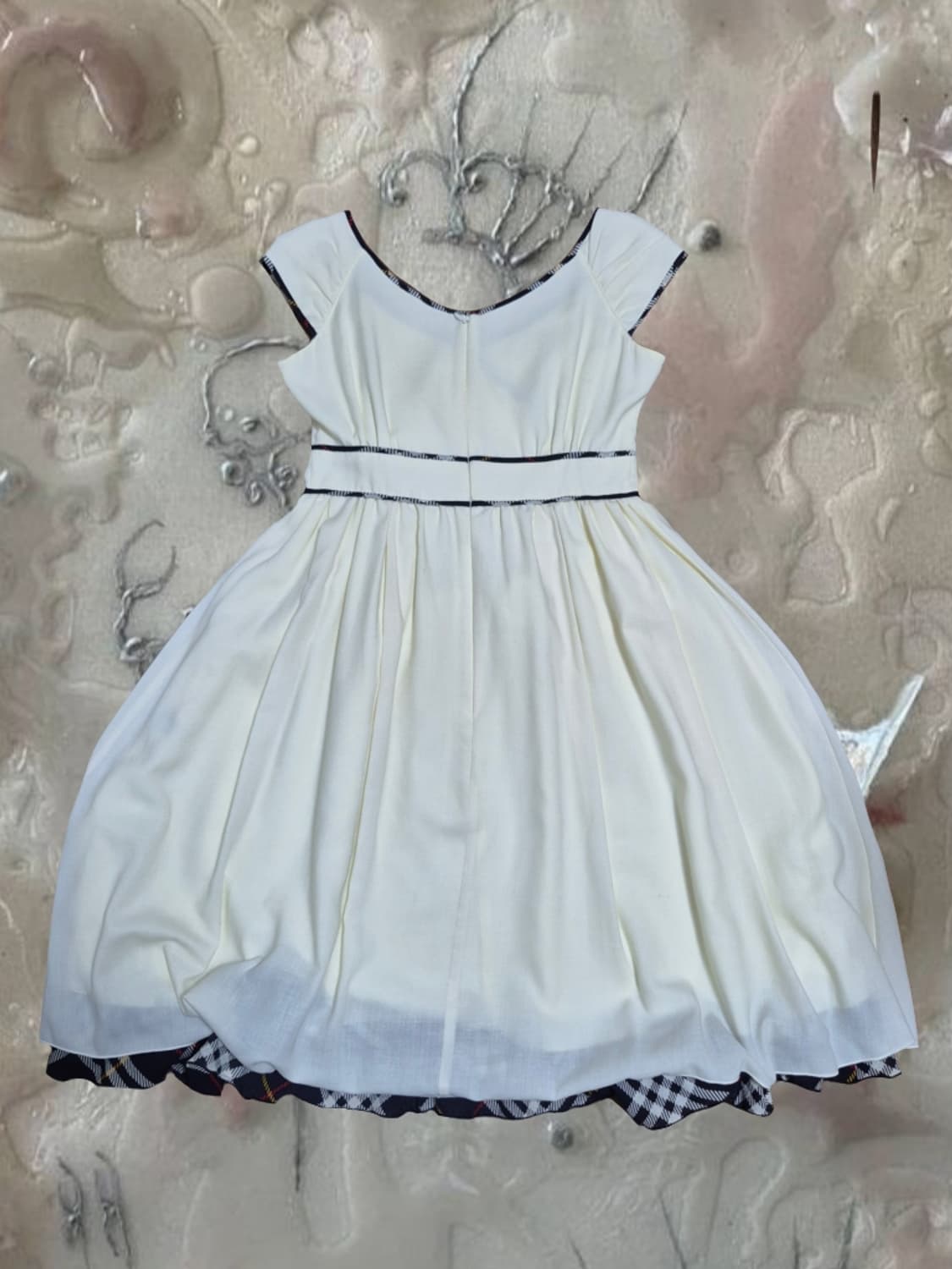 버버리 블루라벨 아이보리 플레어 미디 원피스 노바체크 38사이즈 상품이미지2