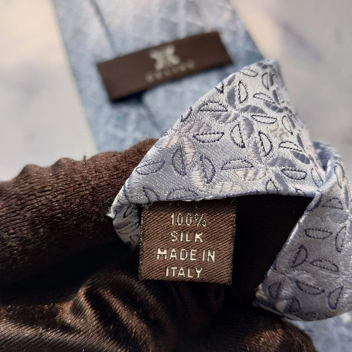 셀린느 실크 트리오페 전체 자수 패턴 넥타이 9.2cm B등급 K2278 상품이미지4