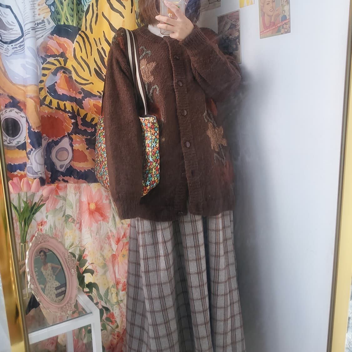 브라운 플라워 가디건  상품이미지2