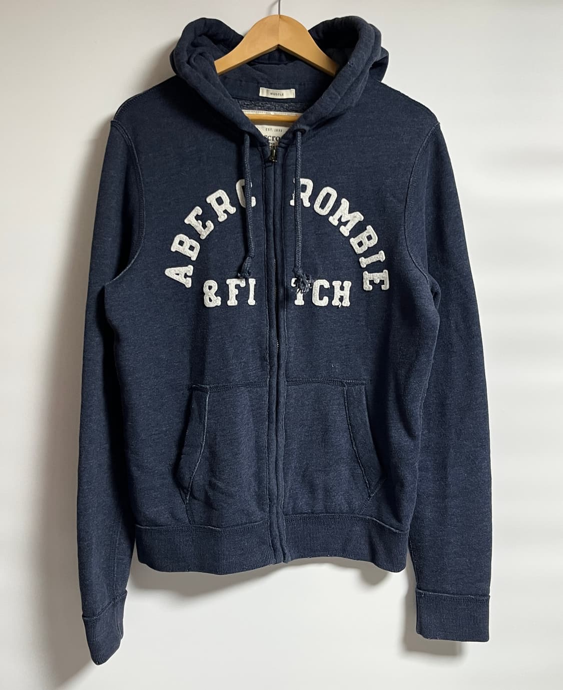 아베크롬비 머슬핏 네이비 후드집업 후드티 S 상품이미지1