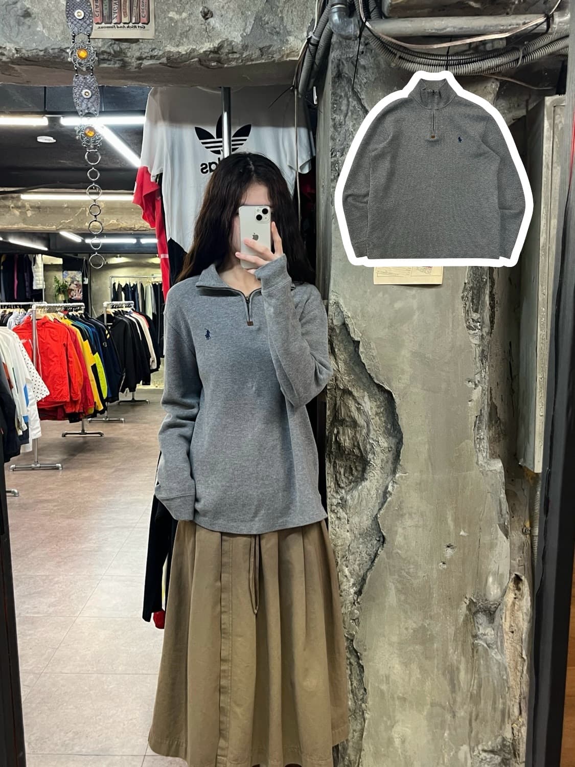 폴로 랄프로렌 반집업 니트 그레이 S #csz1983 상품이미지1