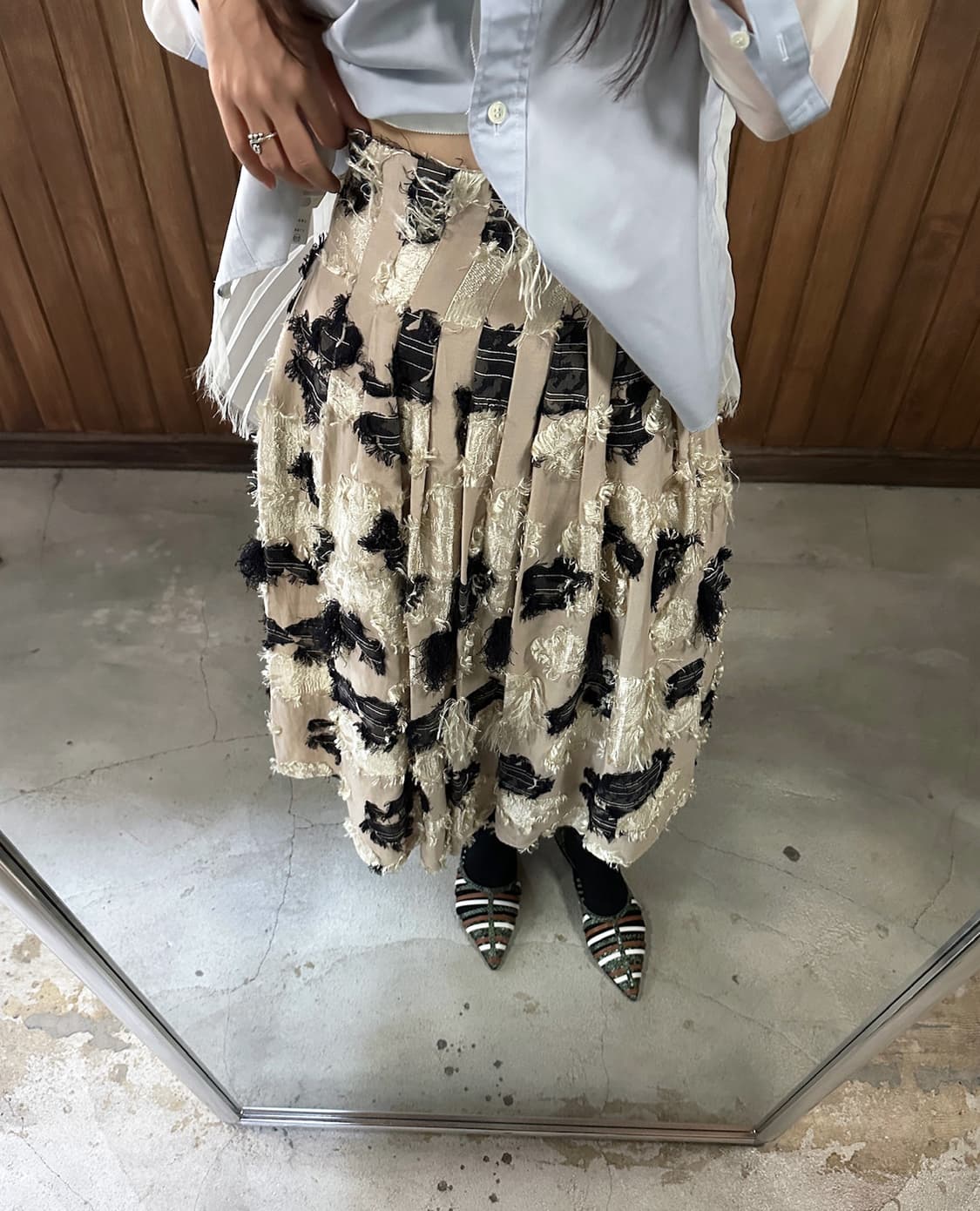 FREY I.D jacquard fringe midi skirt 상품이미지1