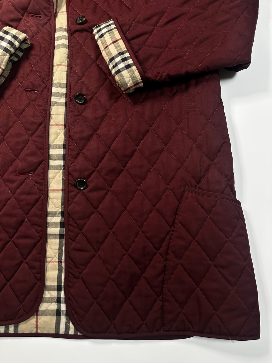 버버리 퀄팅 자켓 버건디 상품이미지5