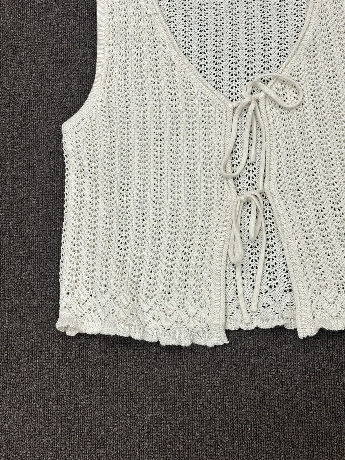 L)GU 빈티지 여성 펀칭 프릴 슬리브리스 가디건 상품이미지5