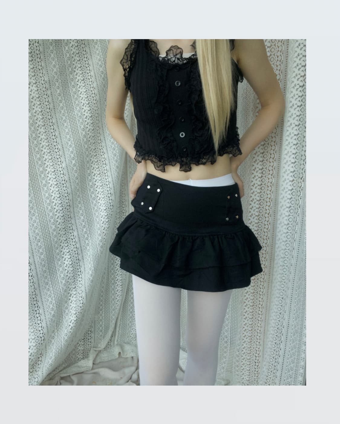 Black Ruffle Mini Skirt 러플 미니 스커트 상품이미지3