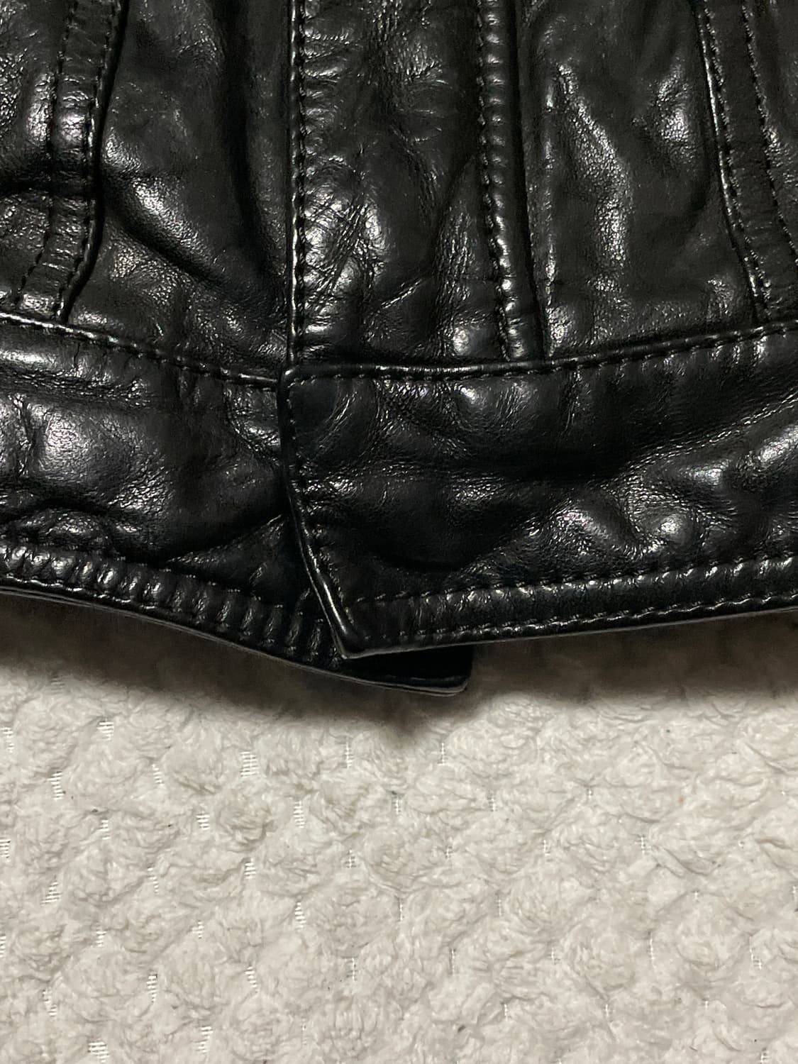 SIEG 웨스턴 무드 램스킨 양가죽 절개 레더 자켓 상품이미지5