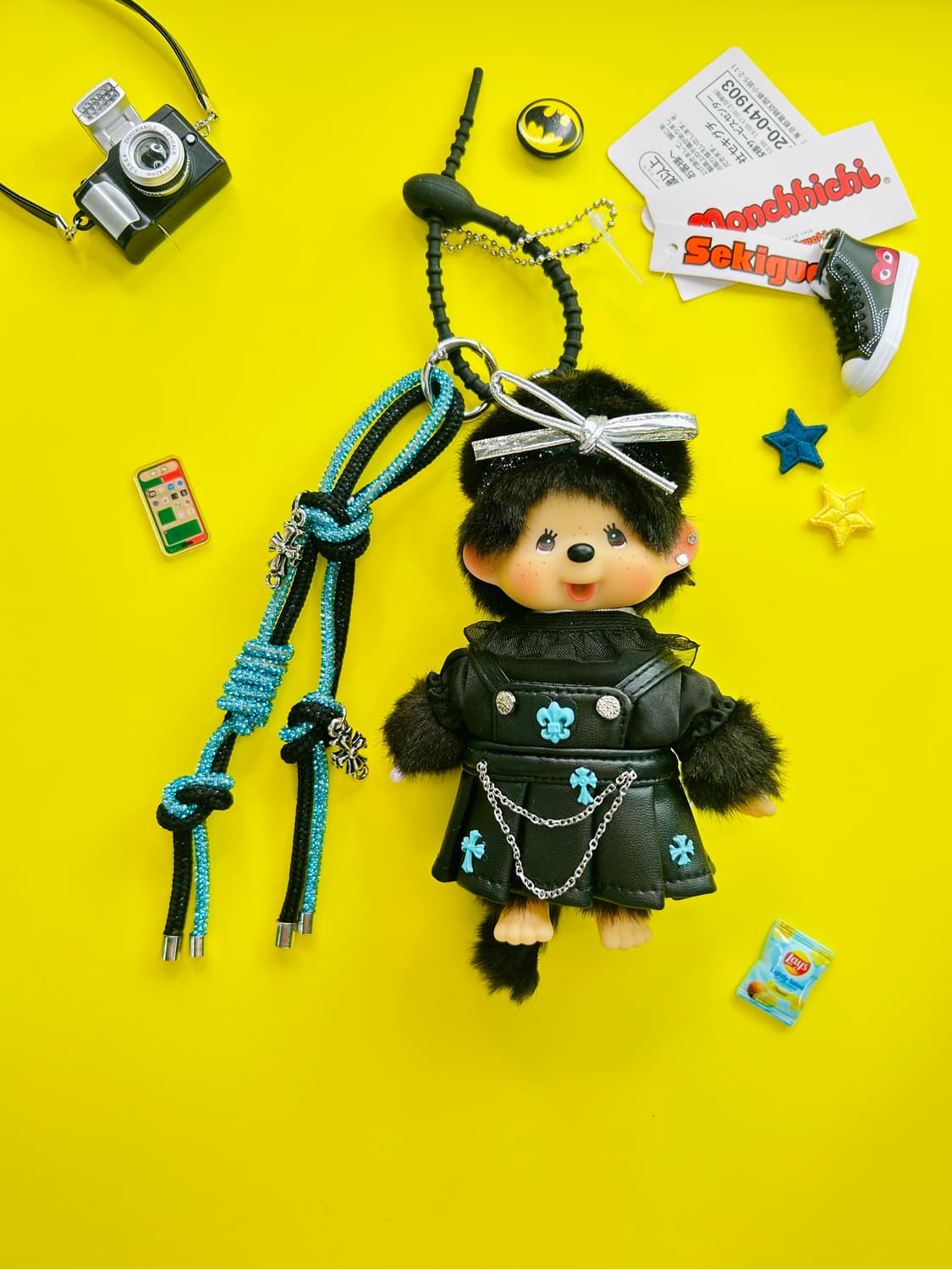 (62) 정품 몬치치 👕🖤커스텀 블랙 레더 원피스키링 상품이미지1