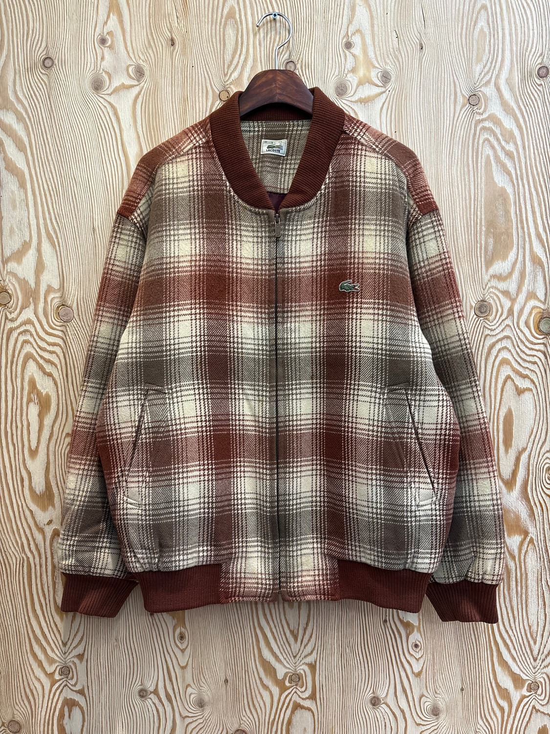 90s 라코스테 체크 모직 블루종 상품이미지1