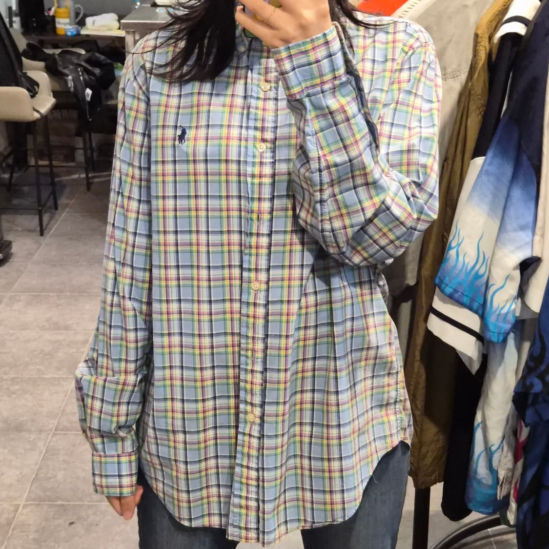 [NO.9] 폴로 블루 믹스패턴 체크셔츠 상품이미지2