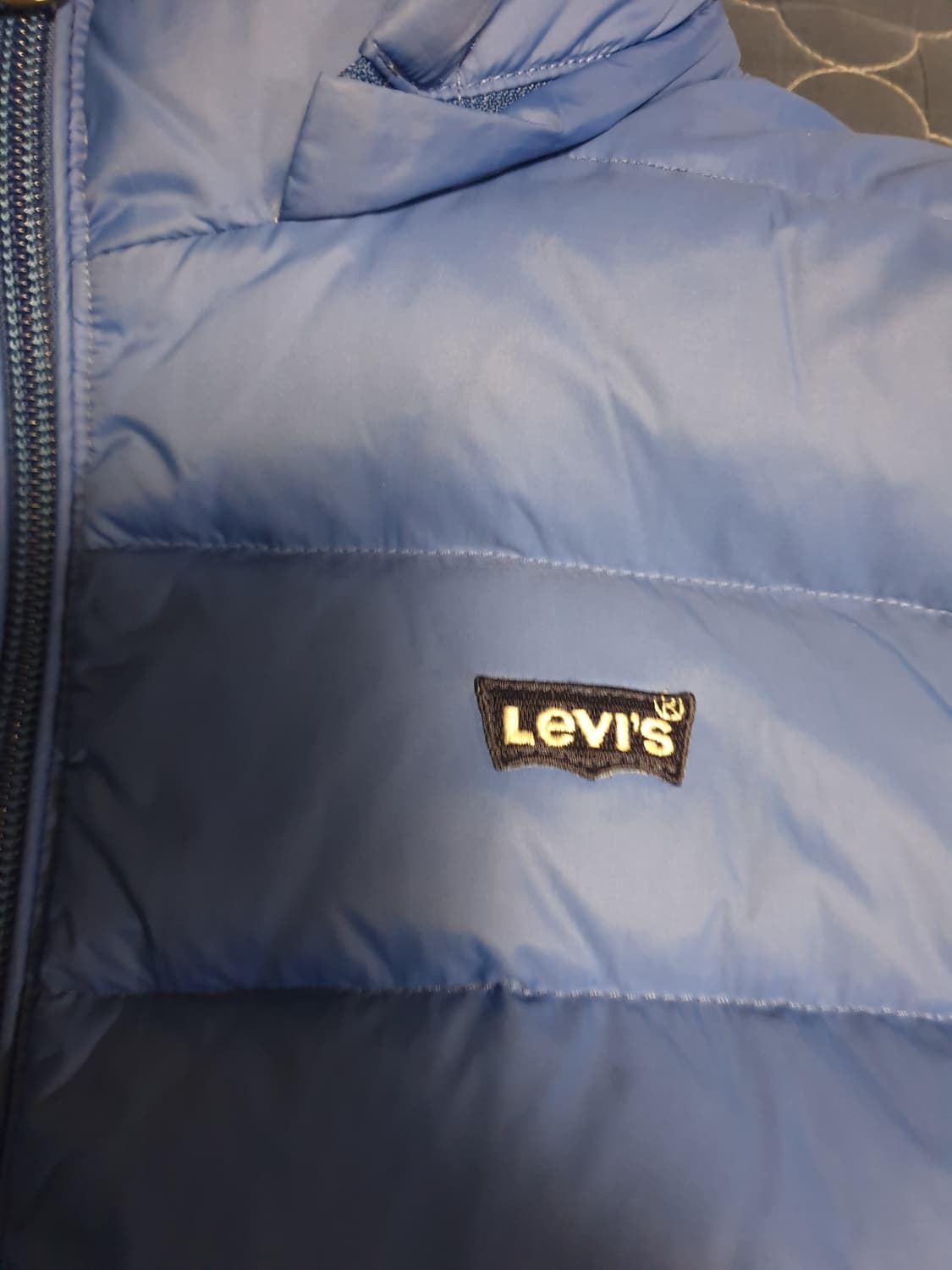 (빈티지) 리바이스 우먼 스몰로고 다운 후드 경량패딩 블루 (M) 상품이미지2