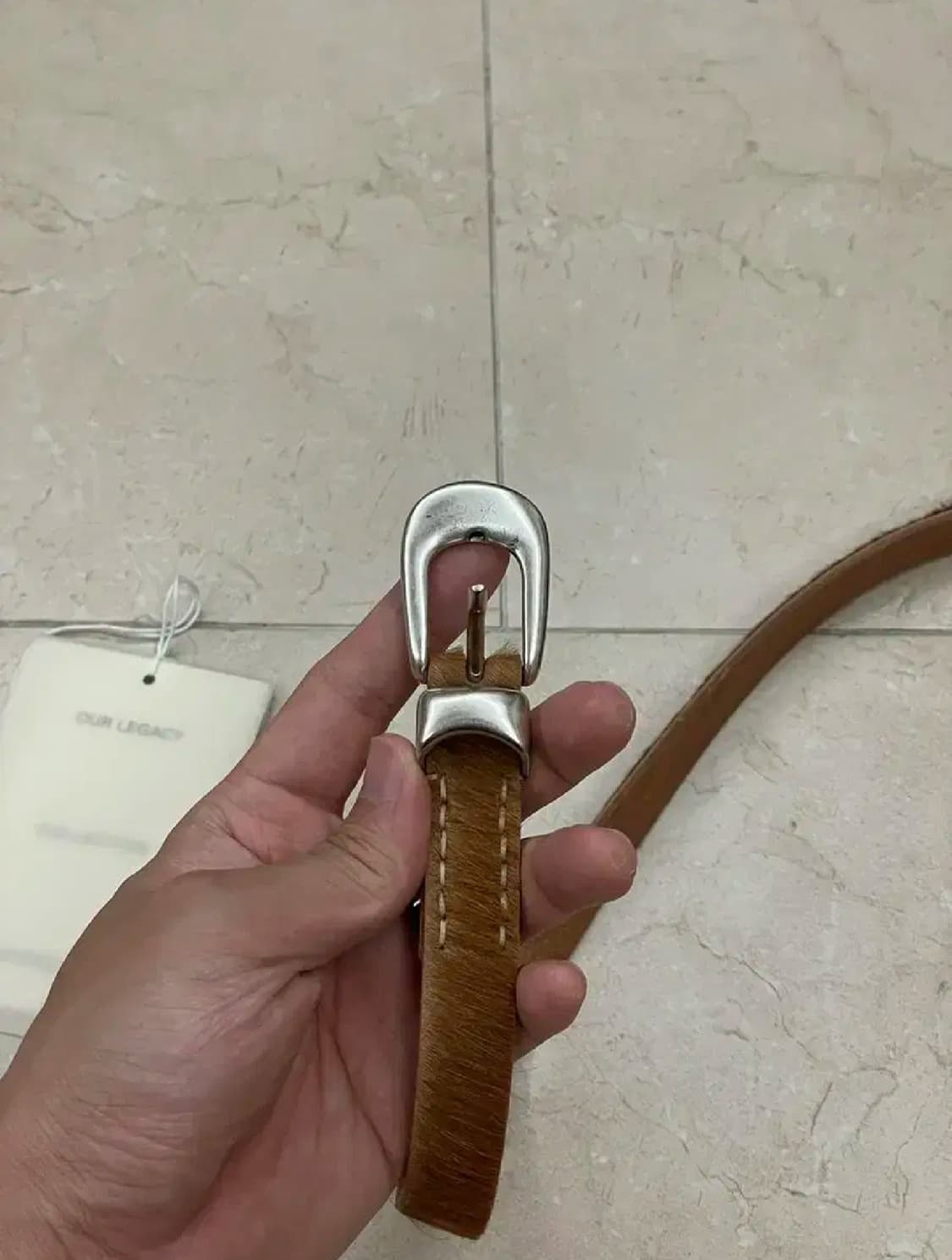 [90] 아워레가시 2cm 벨트 네추럴 헤어 송치 상품이미지3