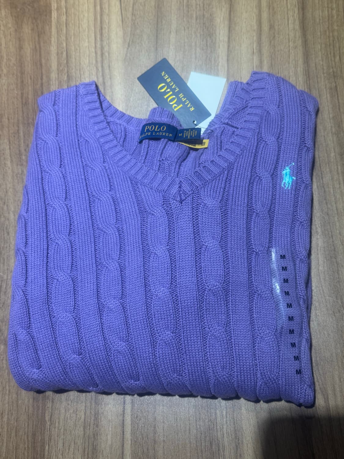 폴로 니트 브이넥 퍼플 M 상품이미지1