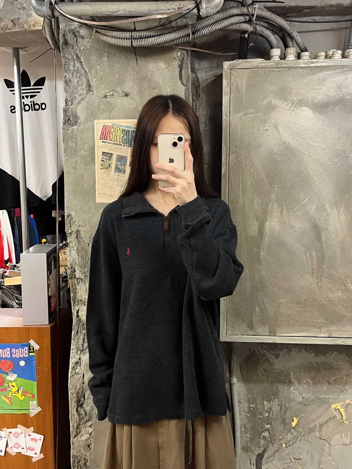 폴로 랄프로렌 반집업 긴팔티 차콜 L #csz1000 상품이미지2