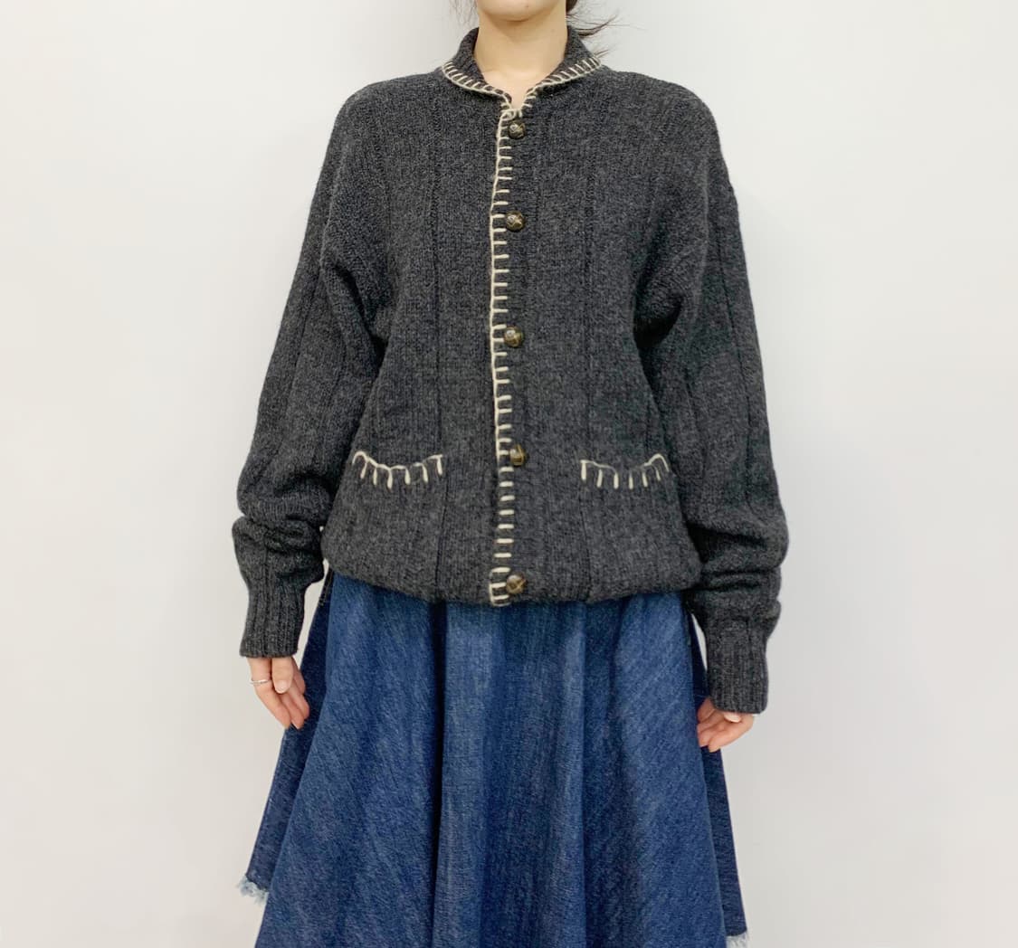 90's DINAMO 스티치 니트 가디건 상품이미지1