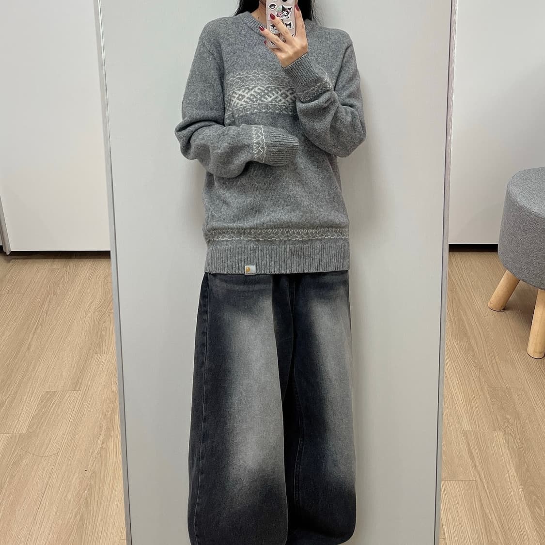 칼하트 노르딕 패턴 그레이 울 니트 상품이미지2