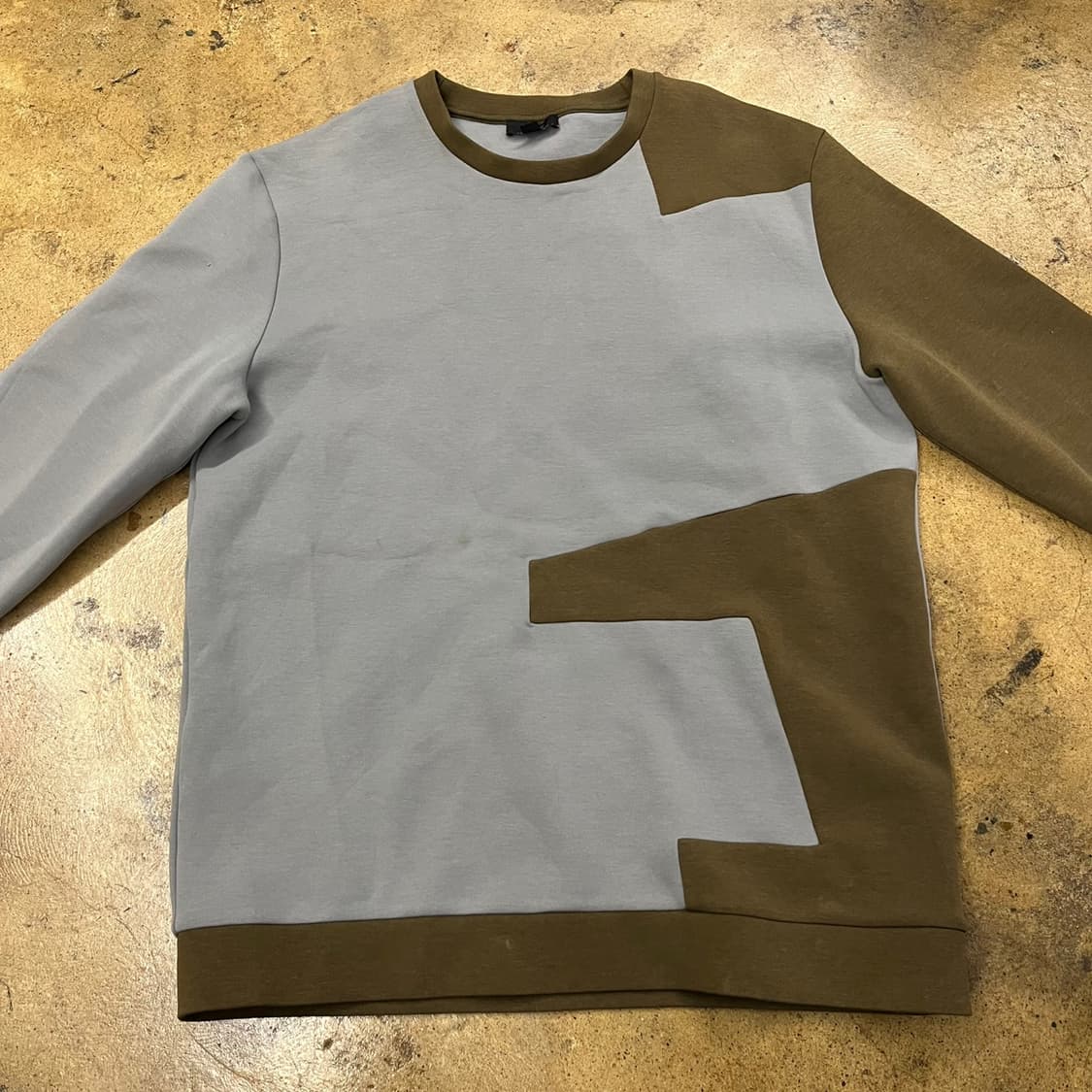 [정품/M] 코스 배색 긴팔 티셔츠 그레이 브라운 b17 상품이미지3