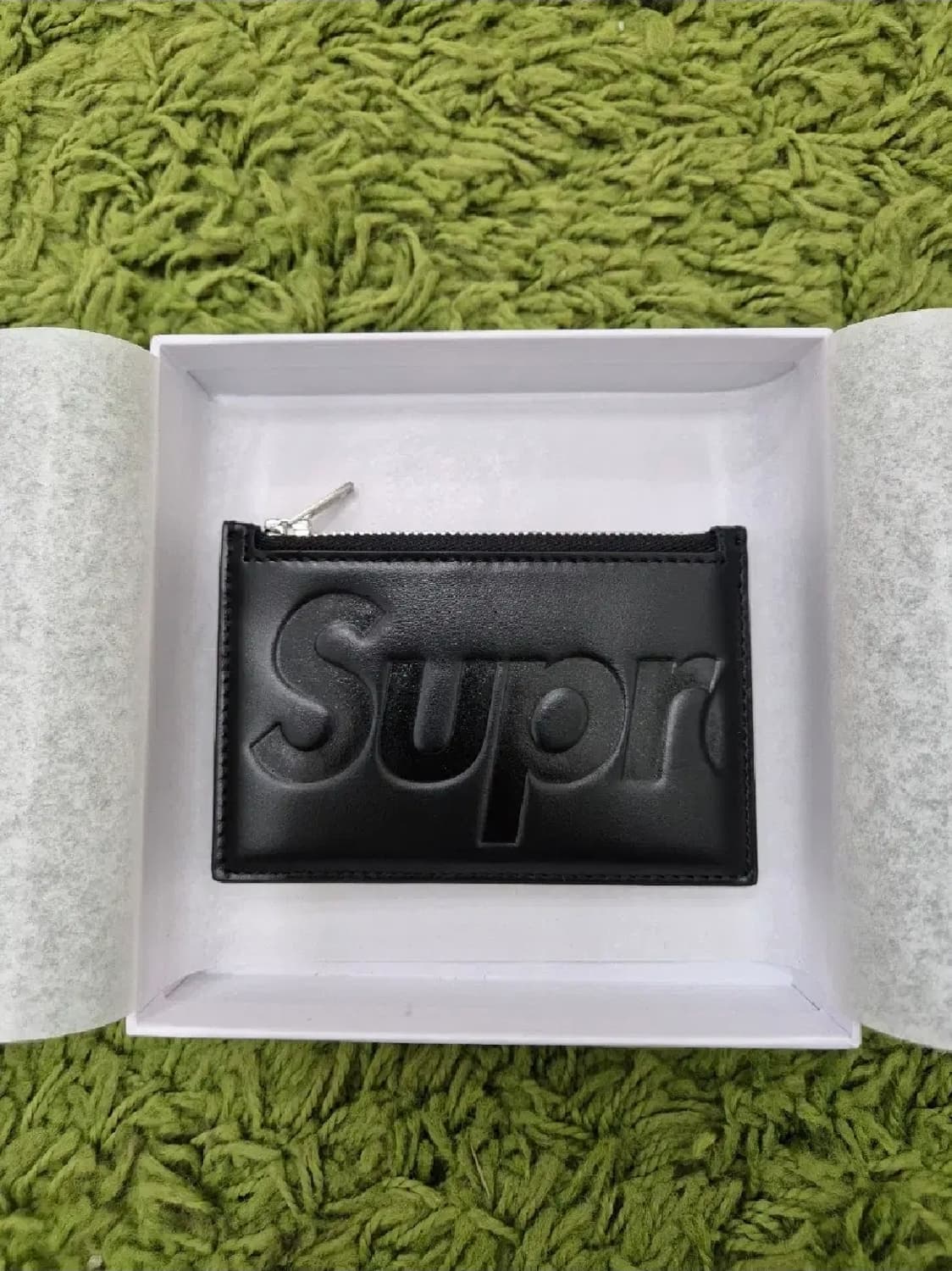 Supreme Leather Zip Card Holder Black - 상품이미지3