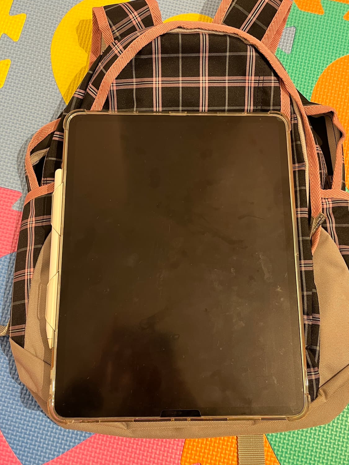 베네통 블랙 핑크 체크 백팩 🎀 상품이미지8