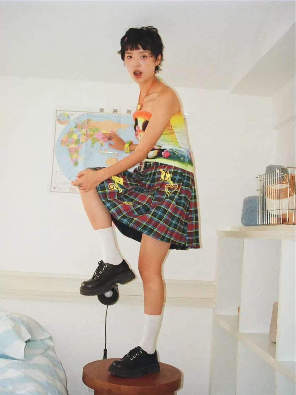 CLOVER GARDEN Check Buckle Pleats Skirt 상품이미지3