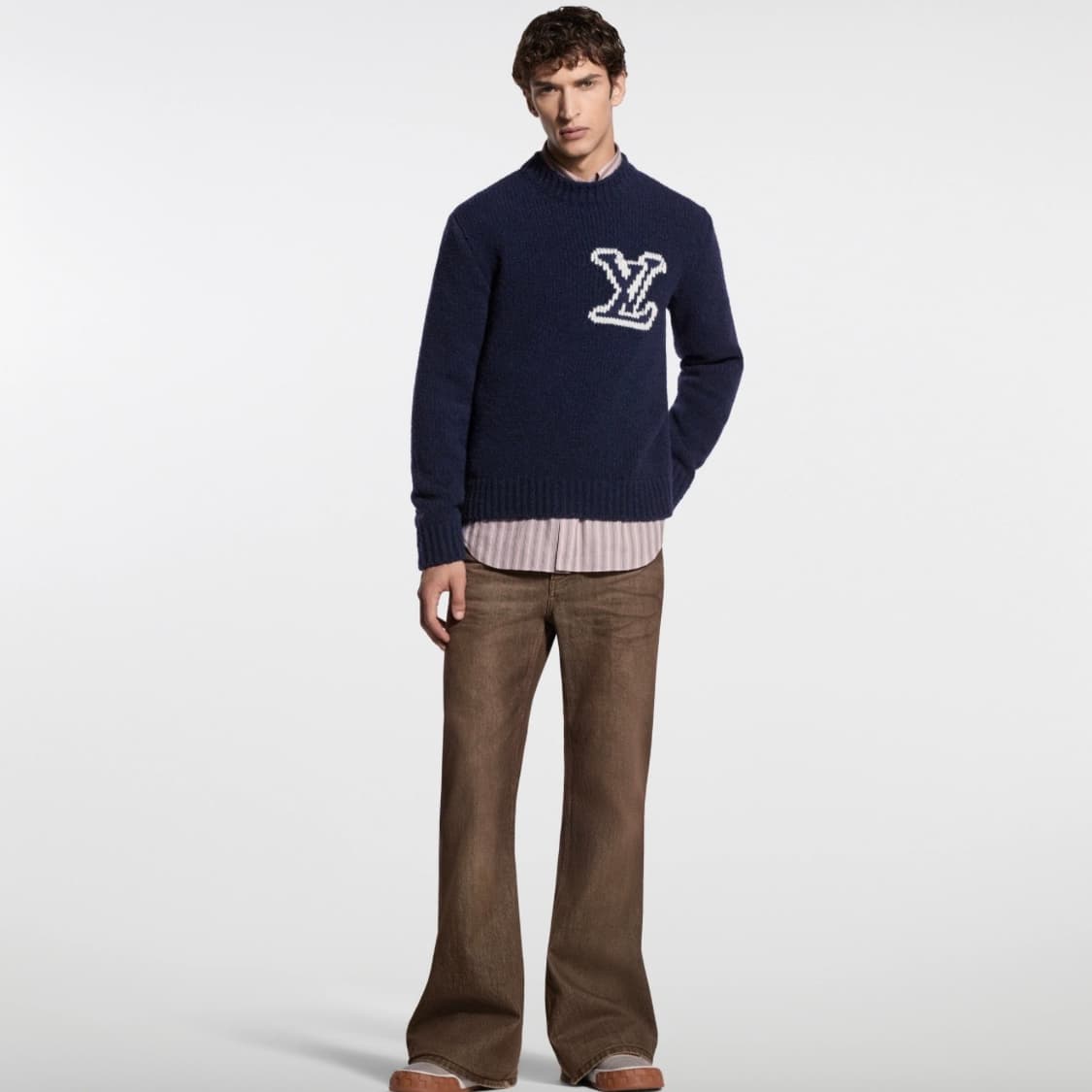 [S+급/XL] 루이비통 LV 인타르시아 크루넥 니트 네이비 상품이미지7