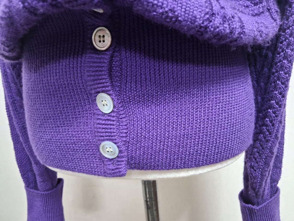 일본빈티지 PERRY ELLIS 진보라색 100%순모 울니트 리본카라 6 상품이미지5