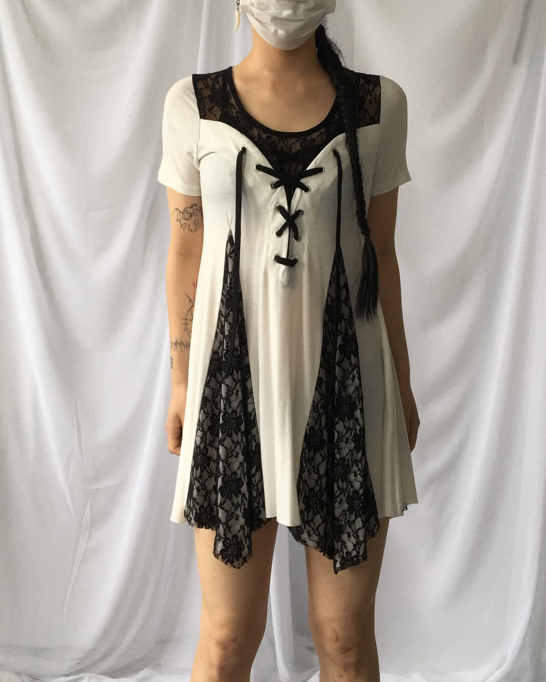 Lace up point lace trimming onepiece 상품이미지8