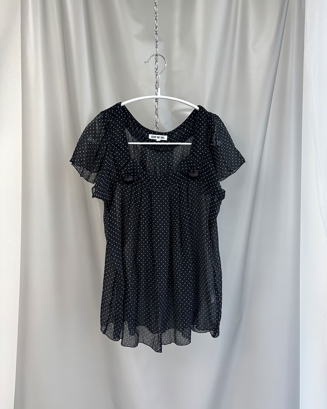 CLEF DE SOL see-through mini dot blouse 상품이미지1