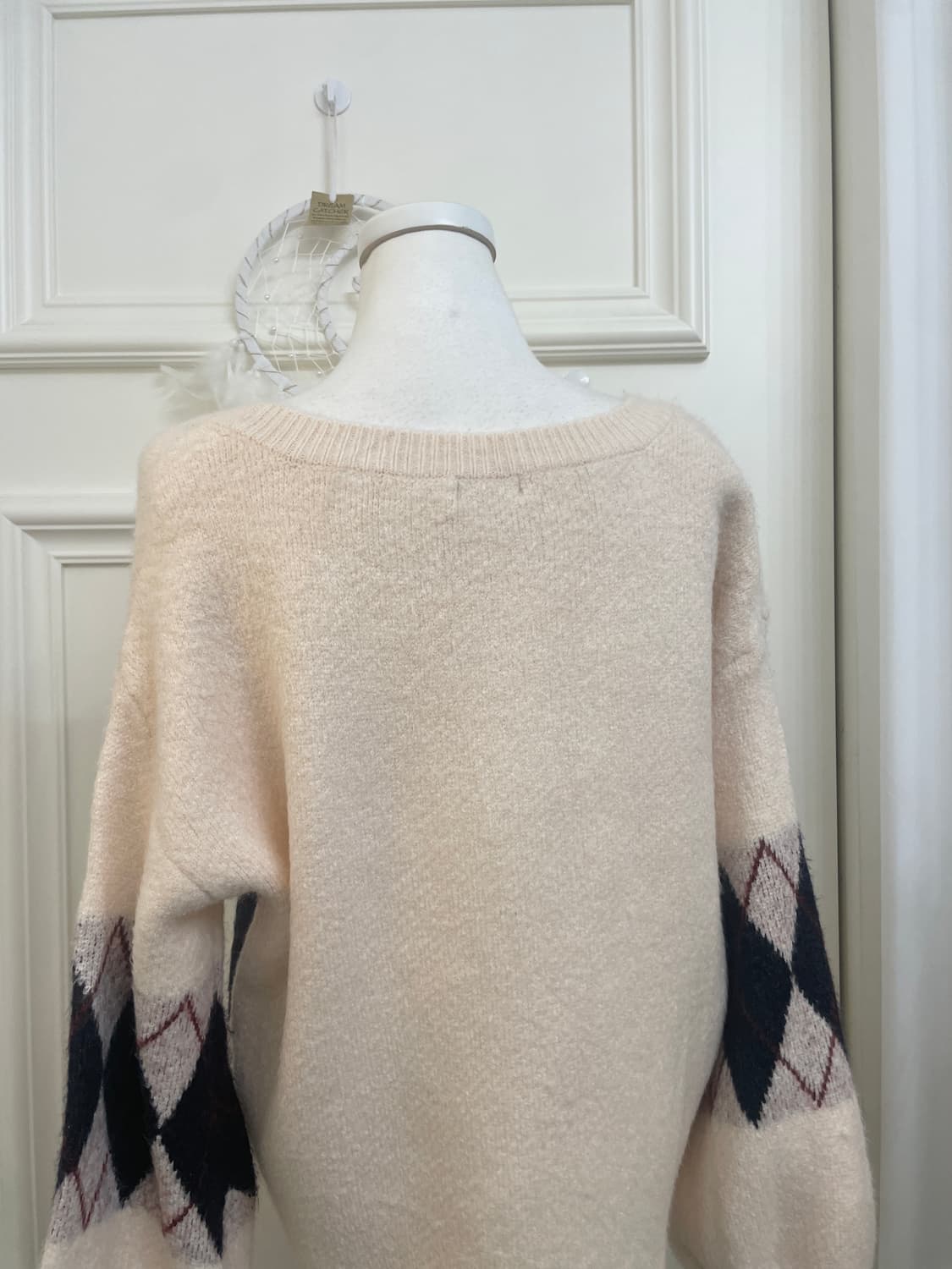 cream diamond point basic loose sweater 상품이미지4