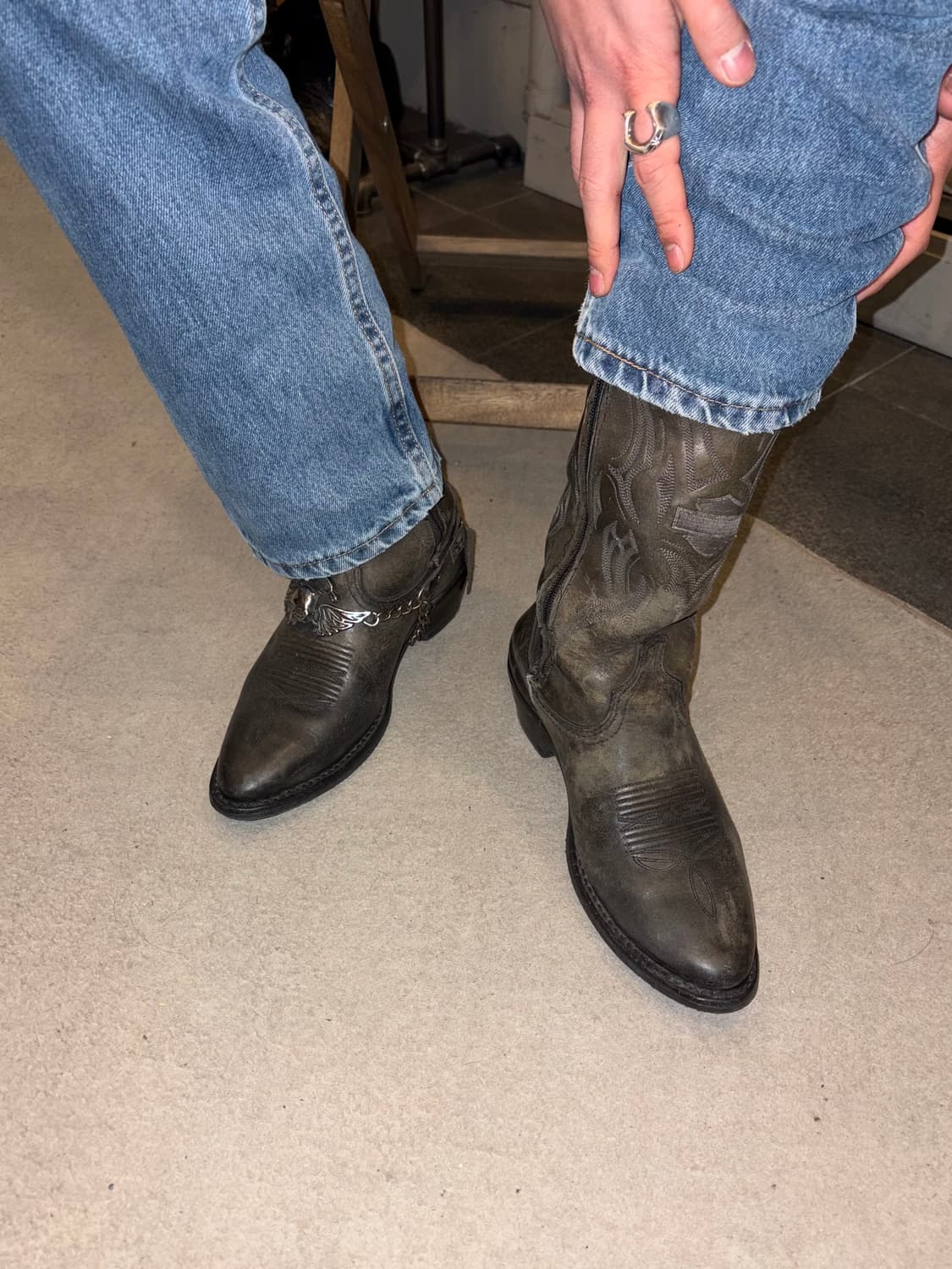 Harley Davidson logo chain western boots 상품이미지3