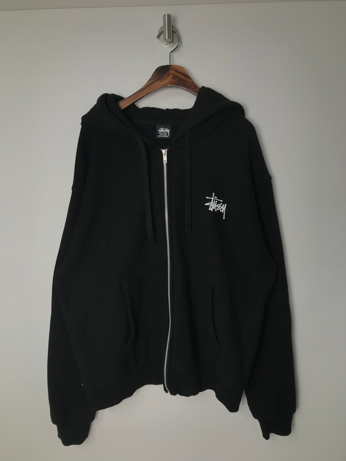 스투시 베이직 블랙 후드집업 상품이미지3