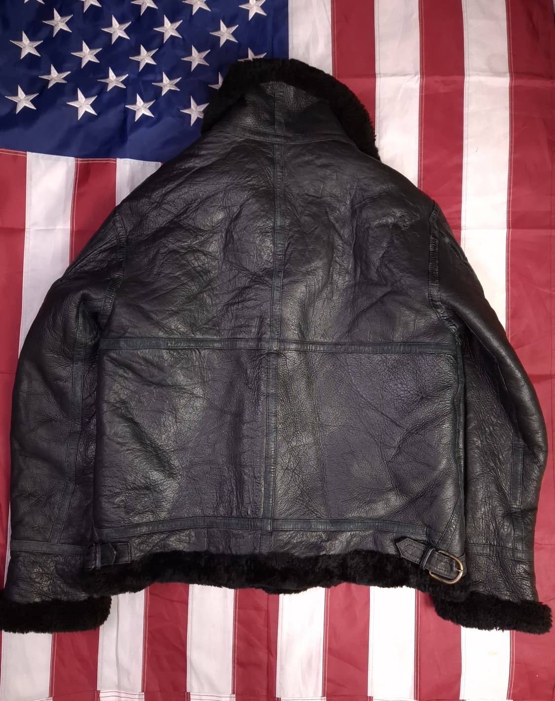 90's 국내산 미공군 B-3 TYPE 리얼레더 항공폭격기 무스탕 상품이미지8