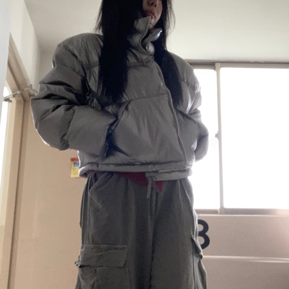 마뗑킴 테이핑 퍼퍼 다운 점퍼 실버  상품이미지4
