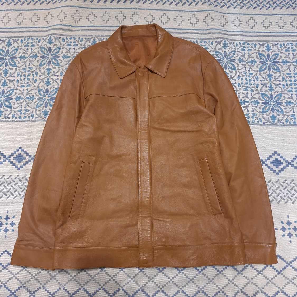 빈티지 카멜 브라운 카라넥 아메카지 양가죽 램스킨 레더자켓 가죽자켓 상품이미지4