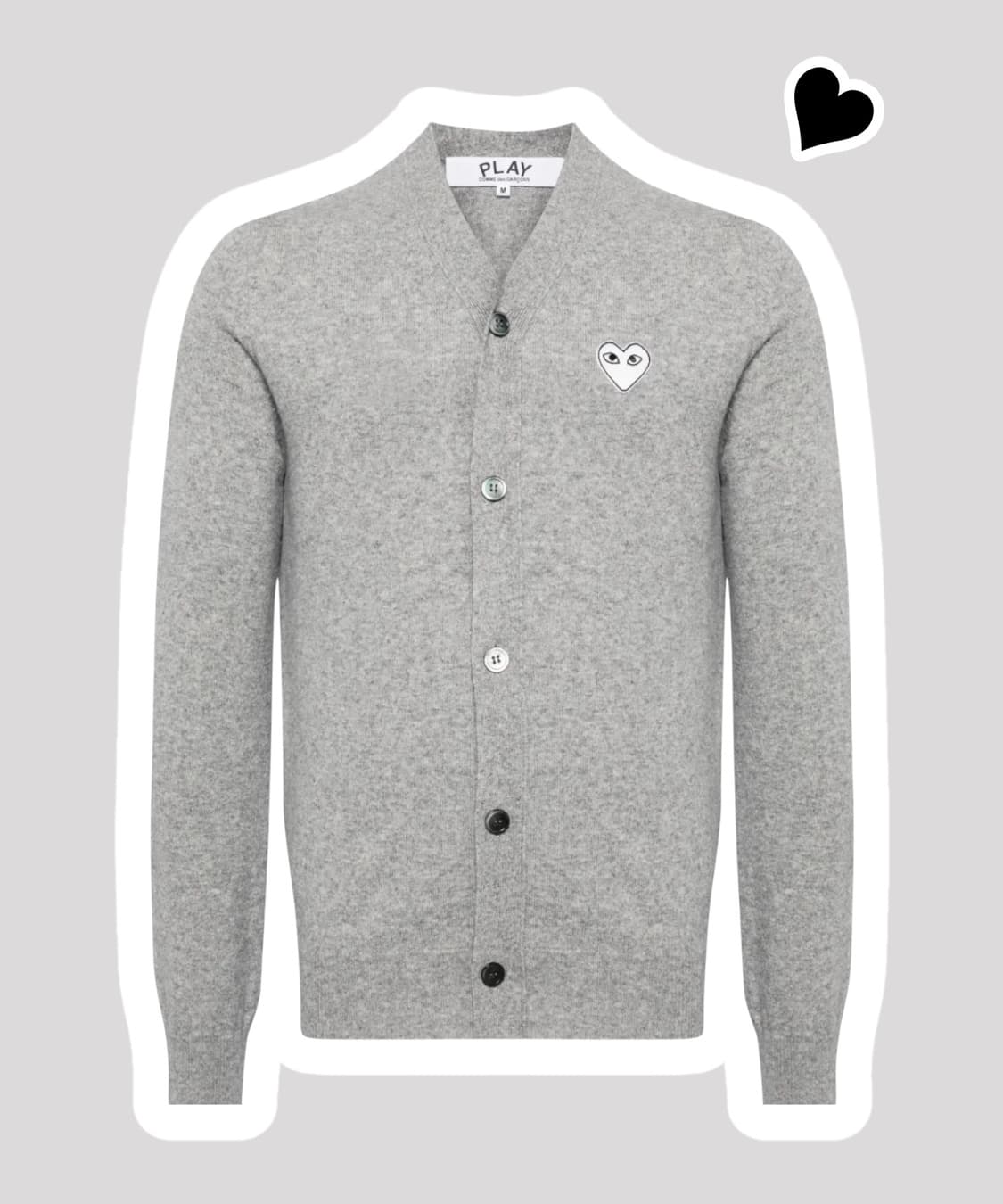 새상품급 꼼데가르송 화이트로고 그레이 가디건 상품이미지1