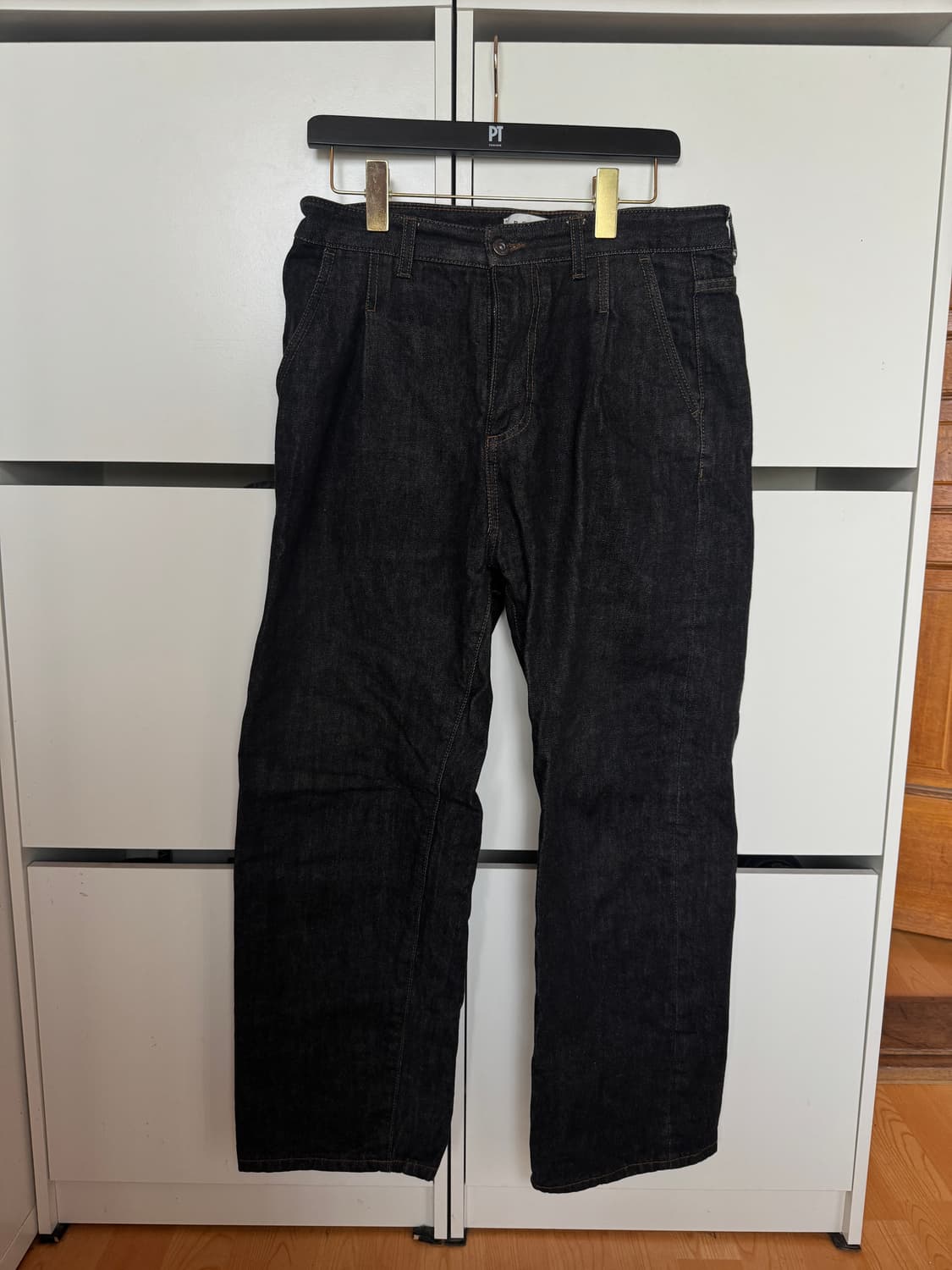 비슬로우 원턱 셀비지 데님 블랙 32 상품이미지1