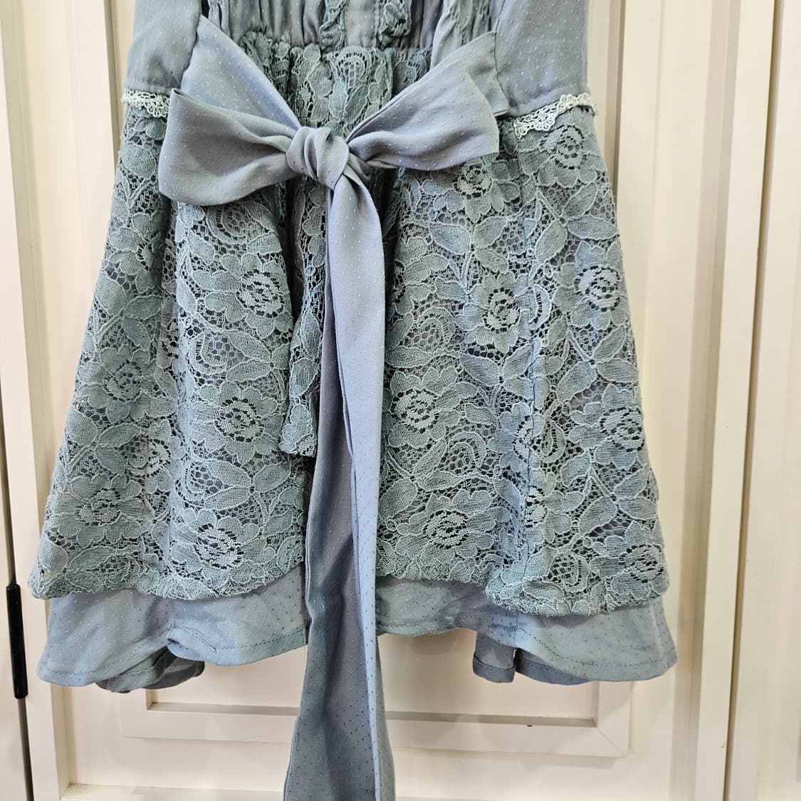 (Axes Femme) 민트블루 레이스 코르셋 리본 원피스 상품이미지6