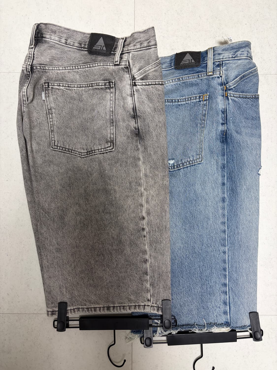 실버탭 데님 배기 쇼츠 버뮤다 34사이즈 반바지 2종 일괄 상품이미지1