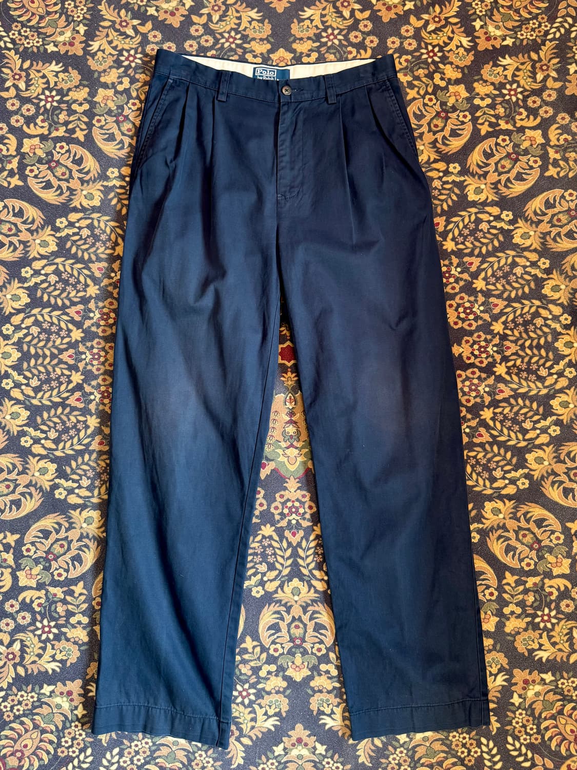 빈티지 폴로 투턱 치노팬츠 네이비 상품이미지1