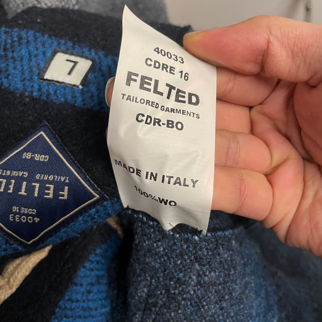 90s FELTED Made in Italy 패턴 울 더플 코트 상품이미지9