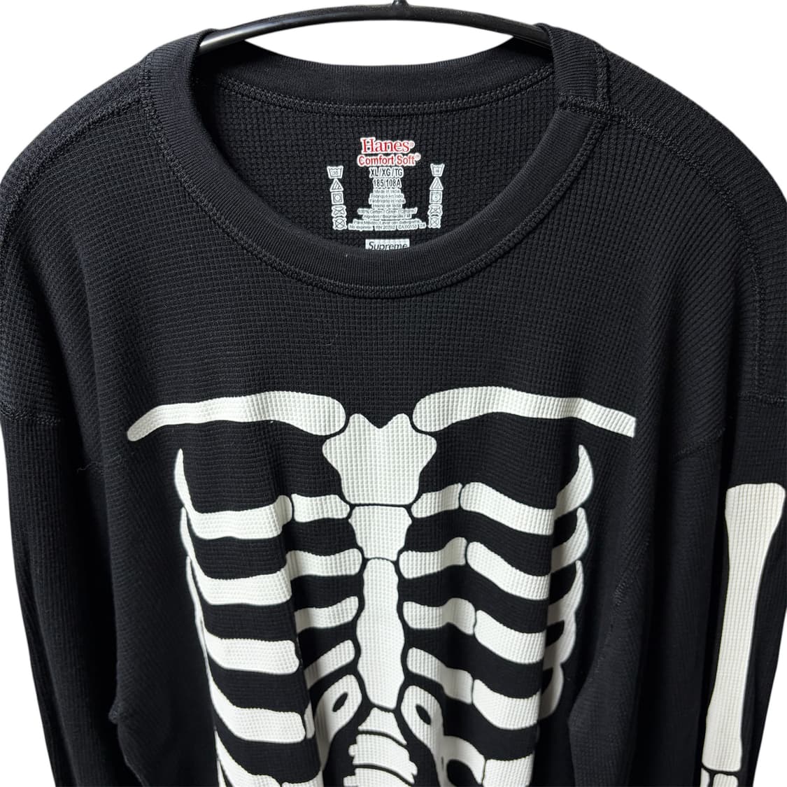 슈프림 헤인즈 본즈 써멀 크루 블랙 XL 상품이미지2