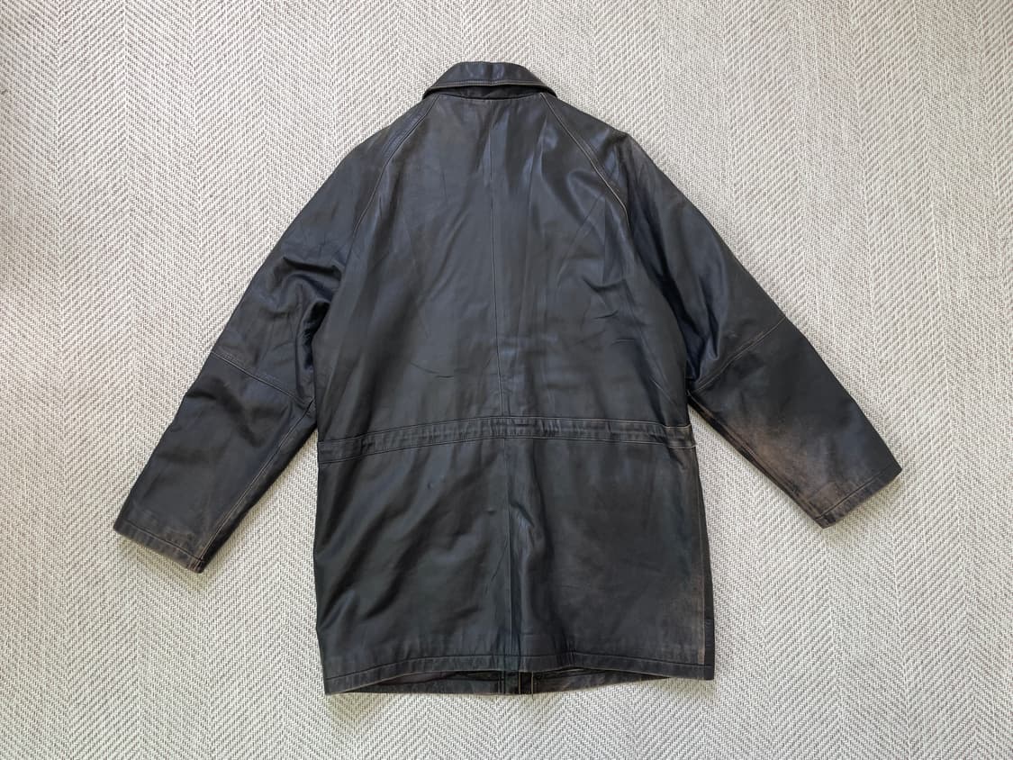 빈티지 양가죽 브라운 에이징 카 코트 상품이미지5