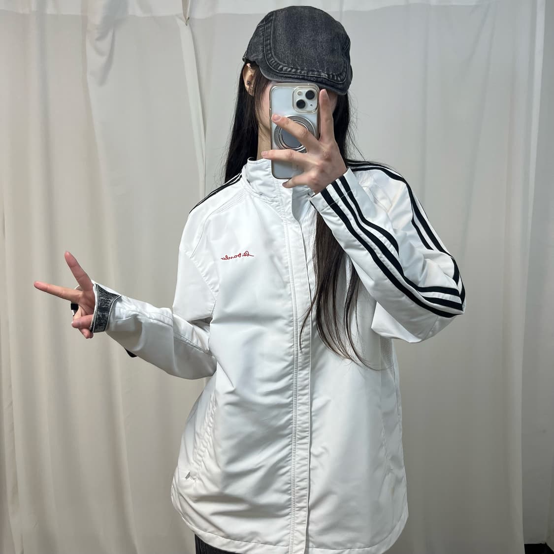 Adidas White Windbreaker (소매 벨크로 까짐)  상품이미지2