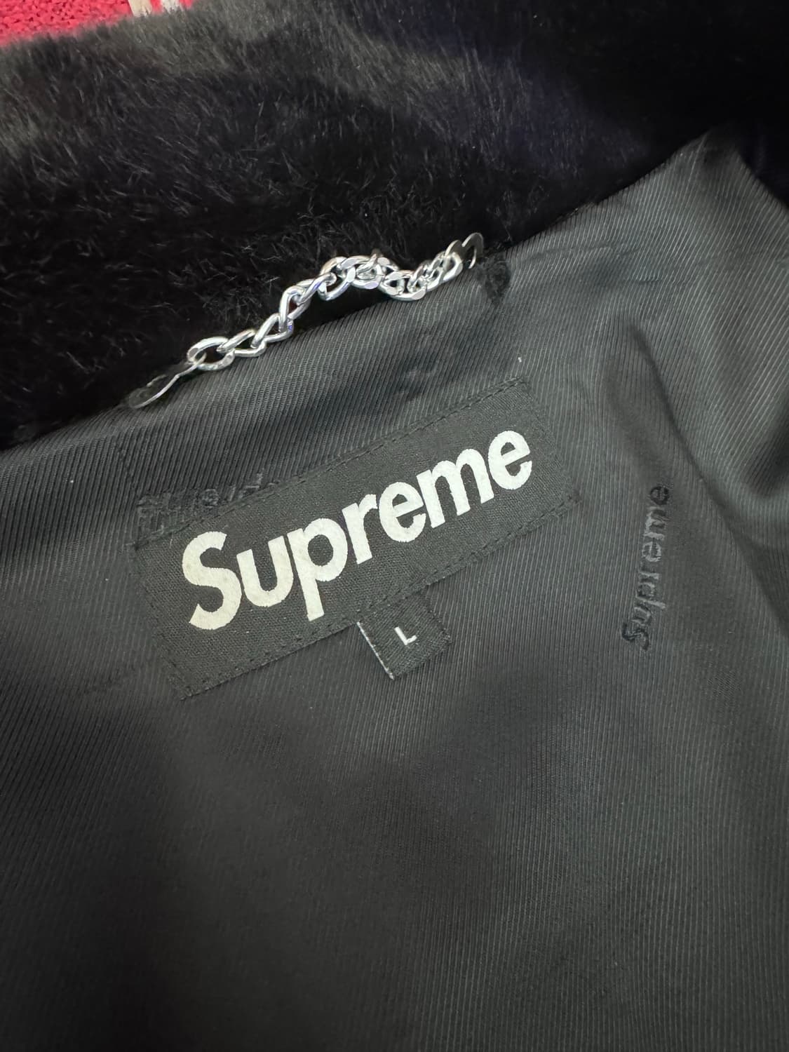 슈프림 faux 퍼 자켓 블랙 라지 상품이미지4