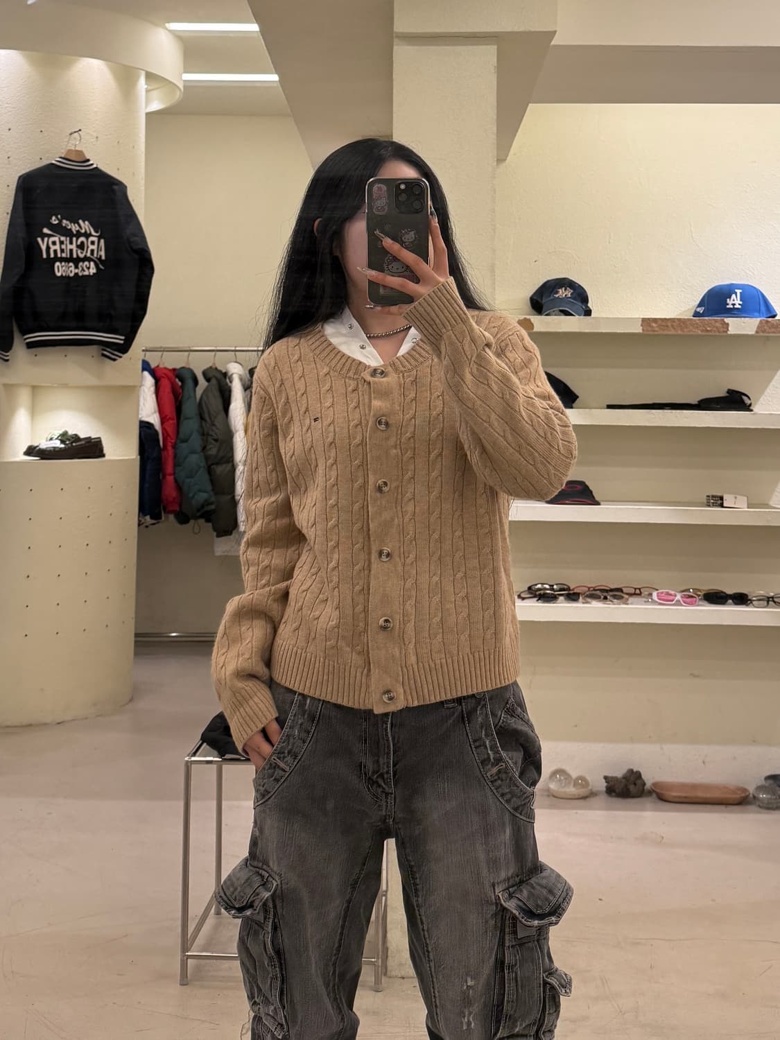 타미힐피거 스몰로고 케이블 베이지 가디건 U852 상품이미지1