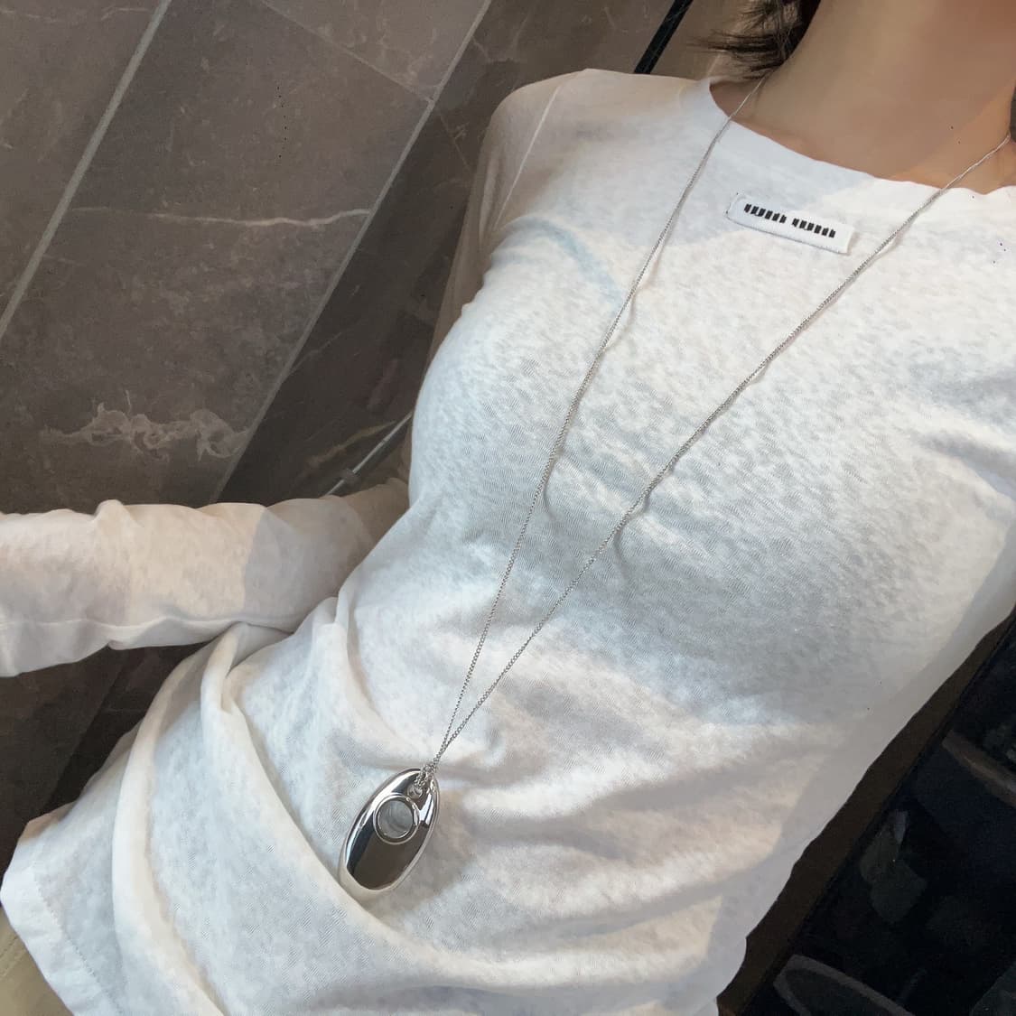 실버 오벌 롱 네크리스 💿 상품이미지8