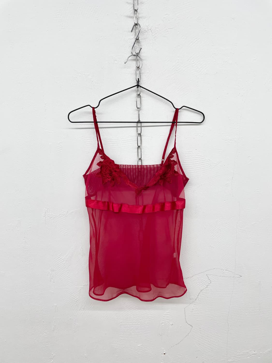 레드 시어 레이스 슬립 상품이미지4