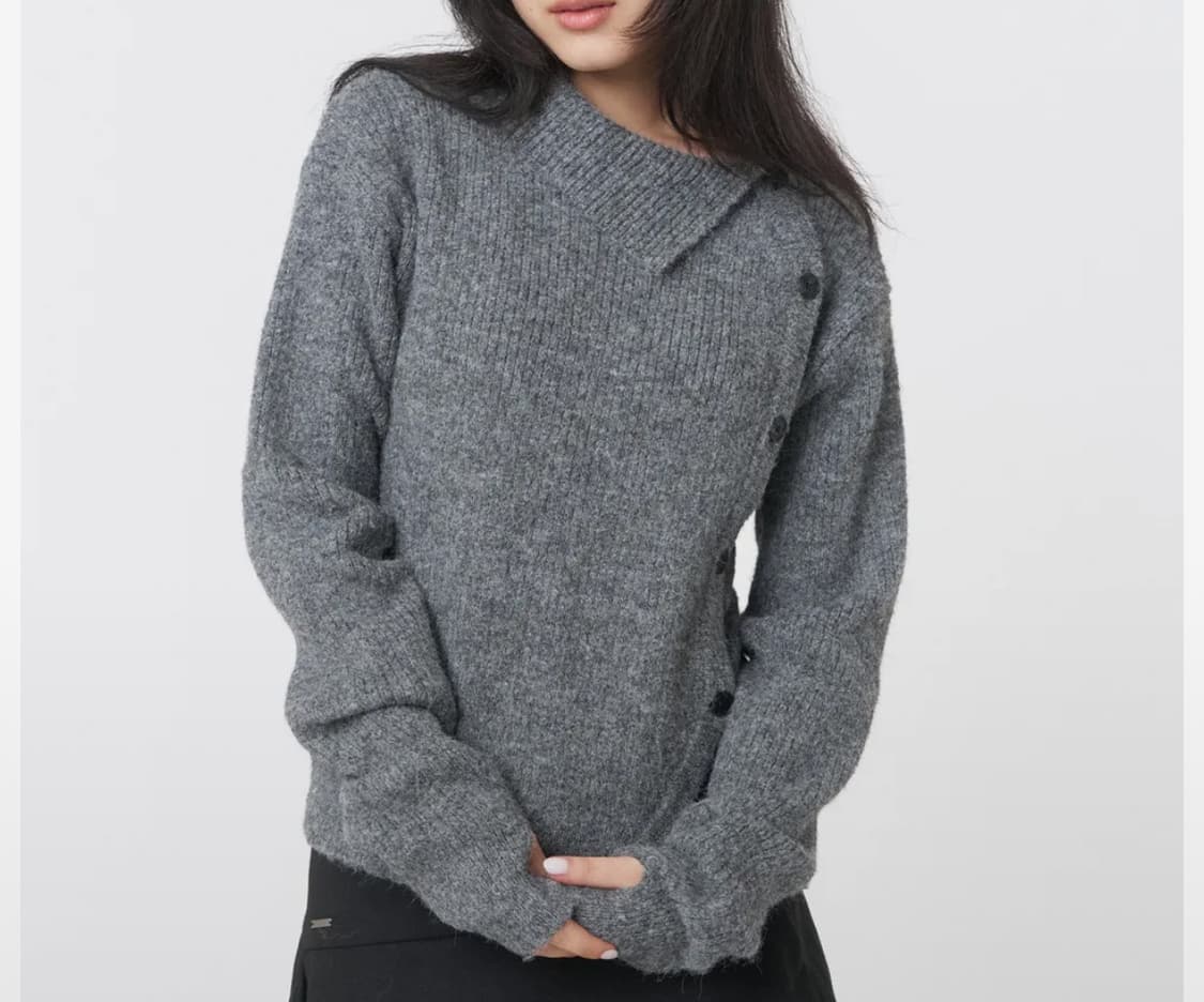 미세키서울 사이드버튼 니트 그레이  상품이미지1